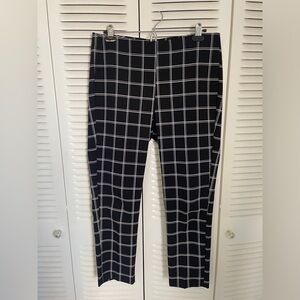Adrianna Pappel Black and White Plaid Straight Leg Work Pant
